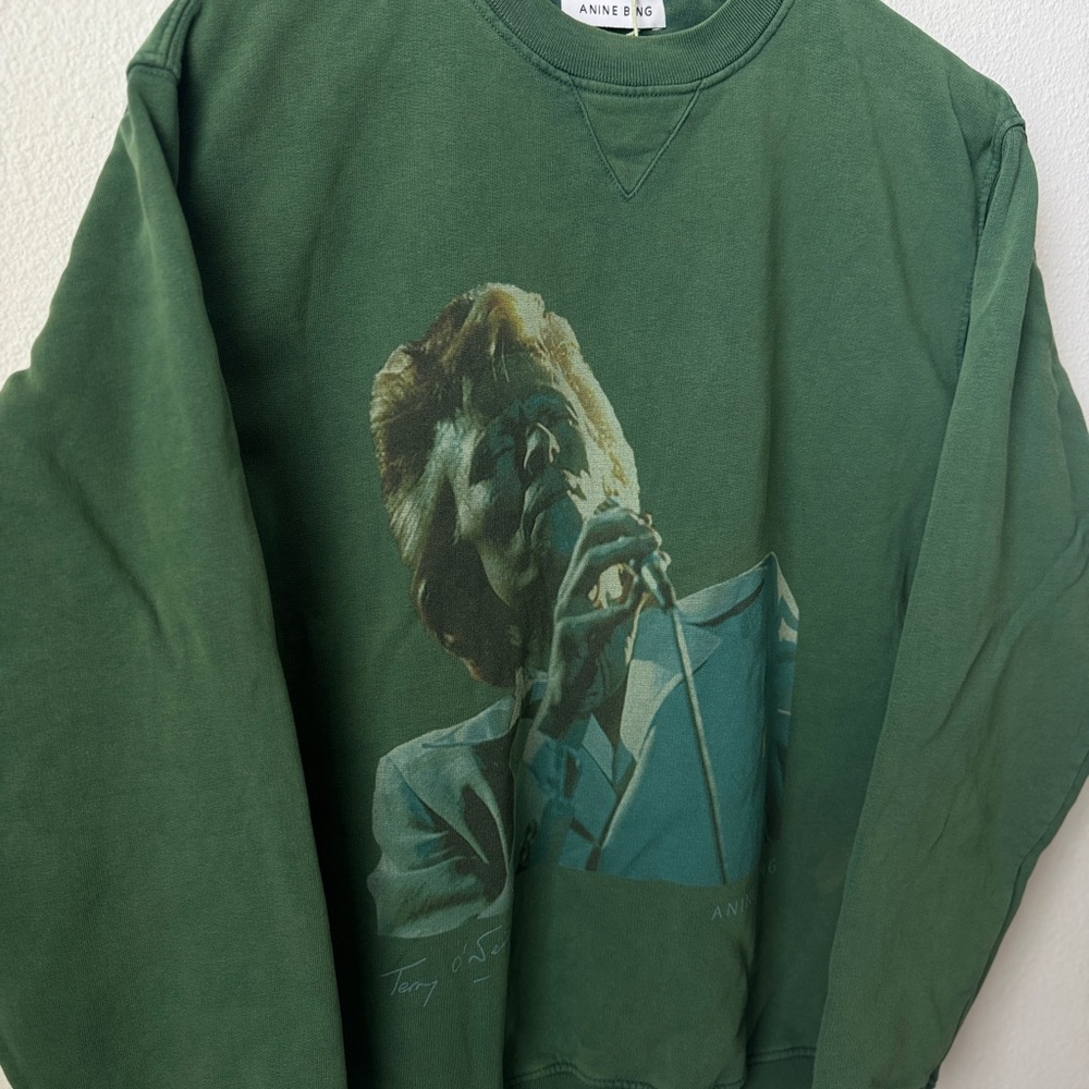 Anine Bing Green Sweatshirt with Graphic Print